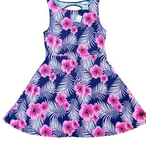 NWT PINK Victoria’s Secret Tropical Hibiscus Skater Dress Blue Pink Size Small
